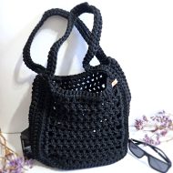 Сумка Шоппер «MEGA» Black XL с узором в сетку