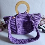 Вязаная сумка Тоут (Tote Bag) «FREYA» Сирень из полиэфирного шнура