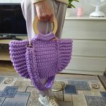 Вязаная сумка Тоут (Tote Bag) «FREYA» Сирень из полиэфирного шнура