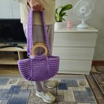 Вязаная сумка Тоут (Tote Bag) «FREYA» Сирень из полиэфирного шнура