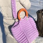 Вязаная сумка Тоут (Tote Bag) «FREYA» Сирень из полиэфирного шнура