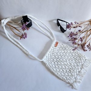 Сумка через плечо «Кросс-боди «BOHO» Белый кристалл из полиэфирного шнура