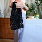 Сумка Авоська «SIMPLE» Черный квадрат из полиэфирного шнура