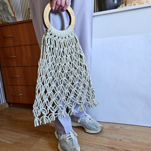 Сумка Авоська «Wood» Морской песок из полиэфирного шнура