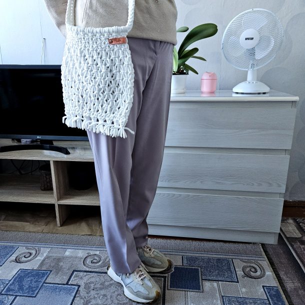 Сумка через плечо «Кросс-боди «BOHO» Белый кристалл из полиэфирного шнура