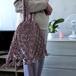 Сумка Авоська «ETHNO» Пыльная роза из полиэфирного шнура