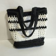 Шоппер из полиэфирного шнура «Elegans Slim» Черно-белый стиль