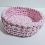 Корзинка вязаная ручной работы «Роза» из трикотажной пряжи