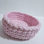 Корзинка вязаная ручной работы «Роза» из трикотажной пряжи